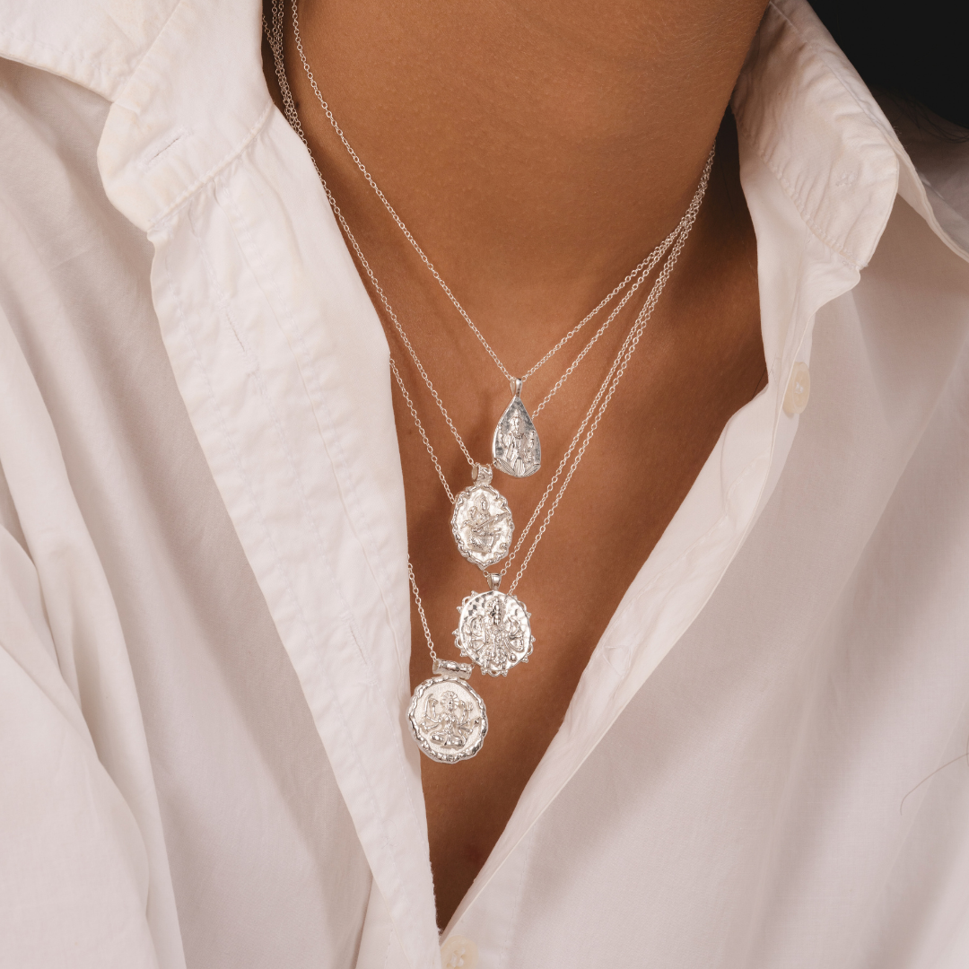 Goddess Durga Necklace (Silver)