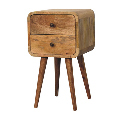 Artisan Furniture Solid Wood Mini Oak-ish Curved Bedside