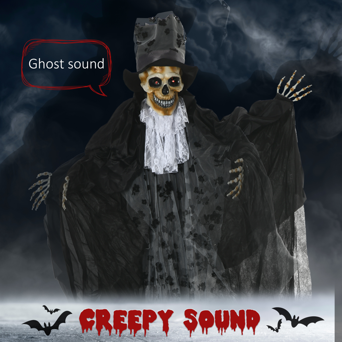 Outsunny 189cm Animated Prop Ghost Bridegroom, Indoor Halloween Decorations