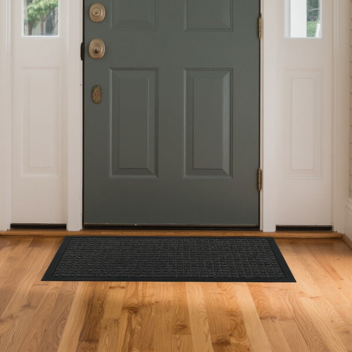 1PC Polypropylene Small Grid Composite Rubber Mat, Gray, 45x75x0.7cm, Kitchen & Home Floor Mat