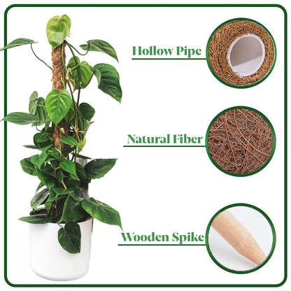 4pc Moss Coir Pole Plant Supports - Fibre Sticks with Spikes