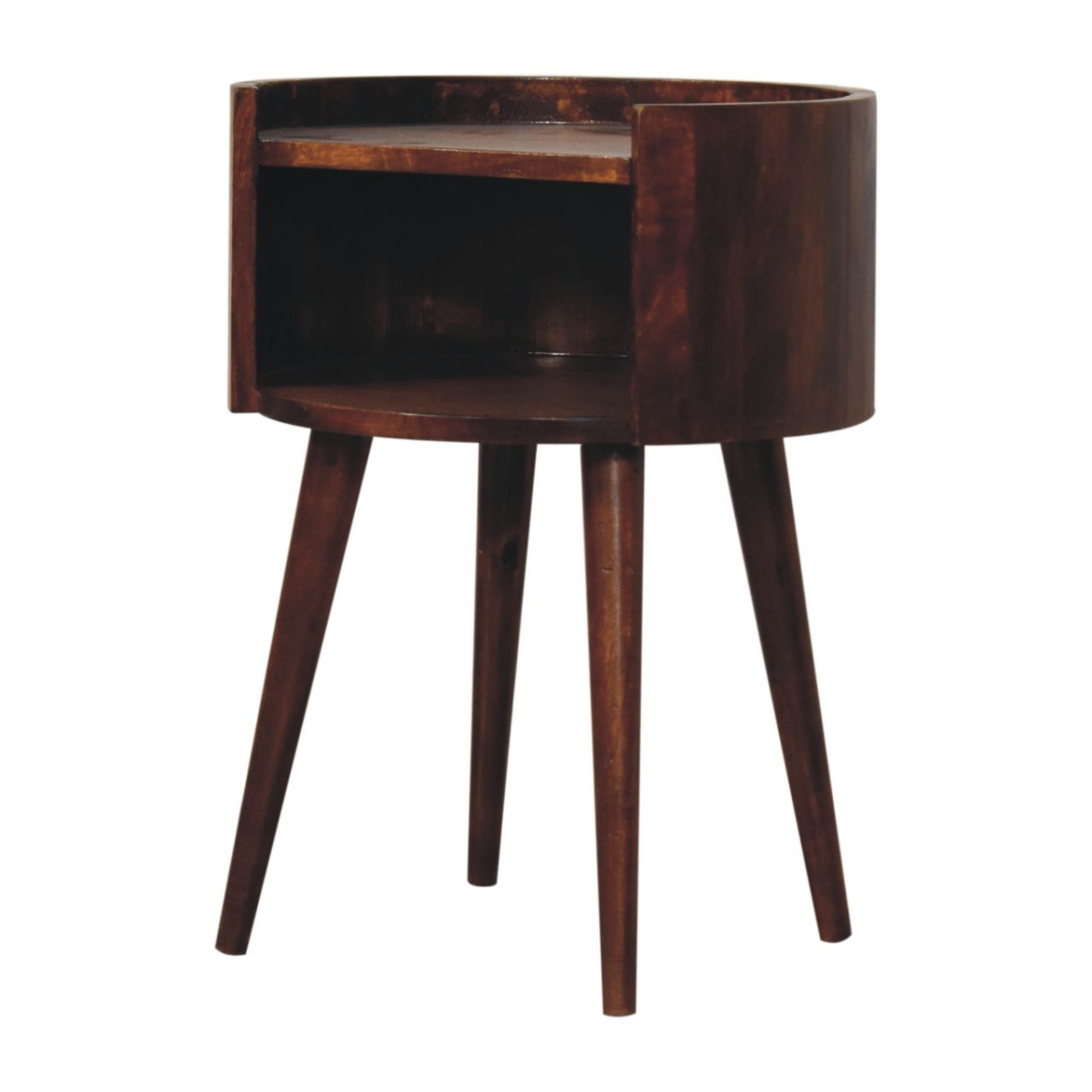 Artisan Furniture Solid Wood Chestnut Round Open Slot Bedside