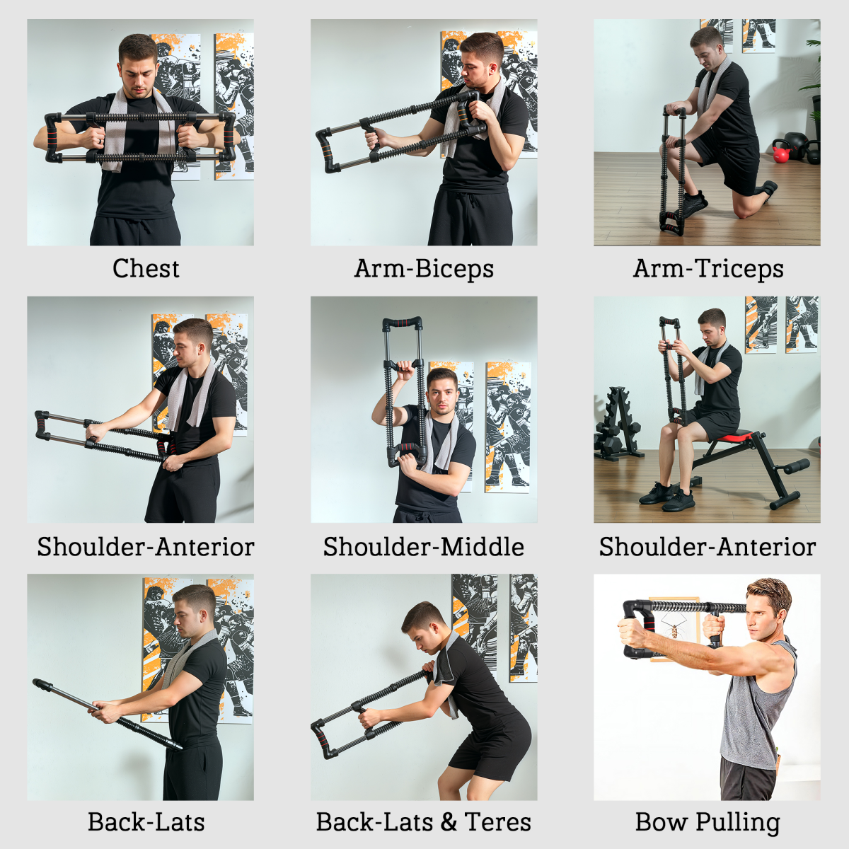 SPORTNOW Chest Expander with 10-50kg Adjustable Resistance for Men, Women