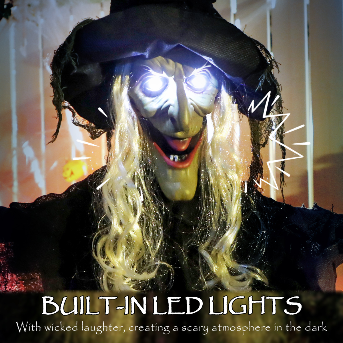 Outsunny Voice Activated Halloween Animatronics Hanging Witch, Purple