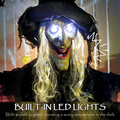 Outsunny Voice Activated Halloween Animatronics Hanging Witch, Purple