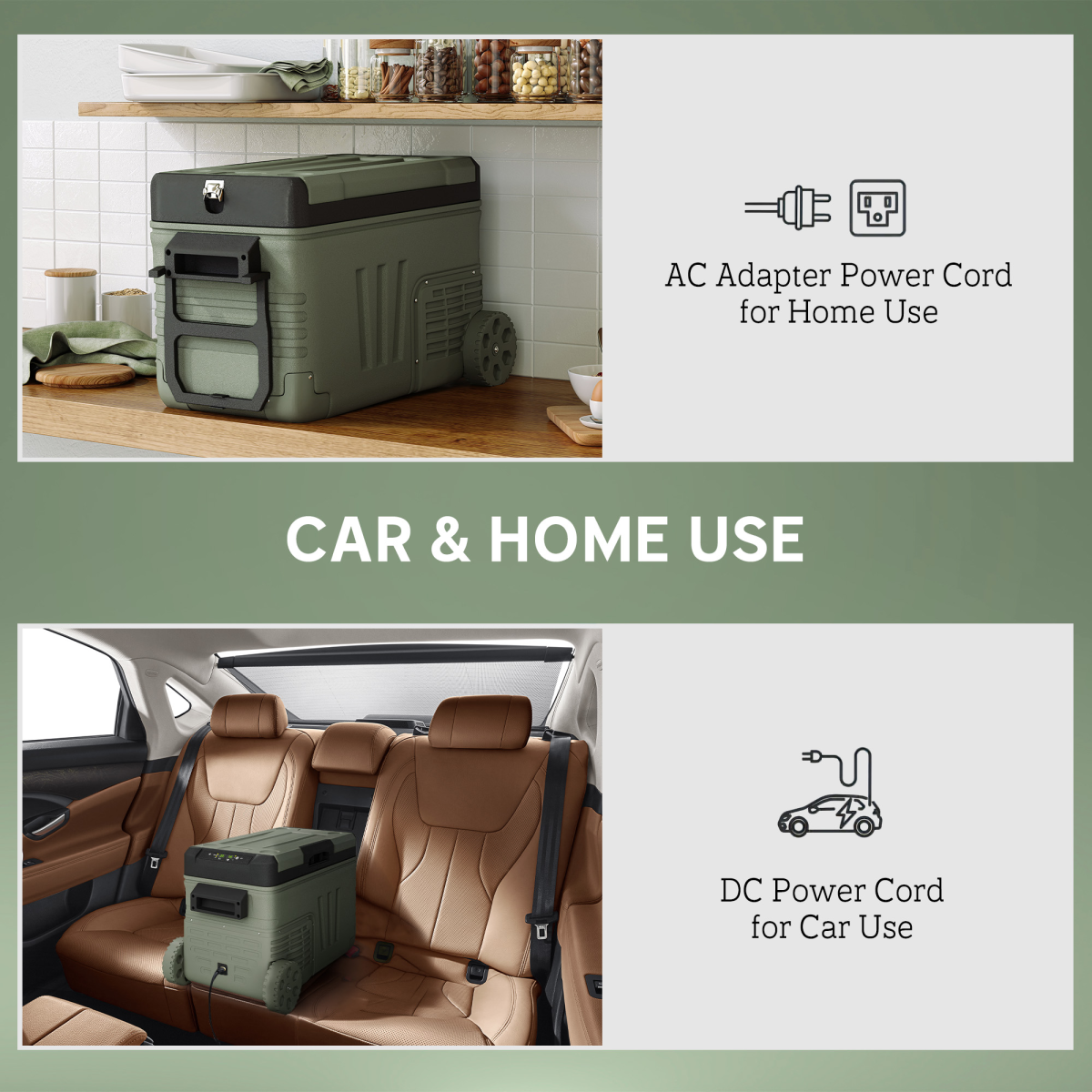 Outsunny 33L Camping Fridge Freezer Dual Zone Car Fridge, DC & AC, -20-20℃