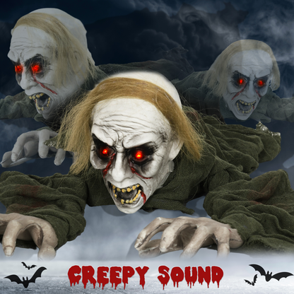 HOMCOM 167 cm Halloween Outdoor Decoration Crawling Zombie, Sound Activated