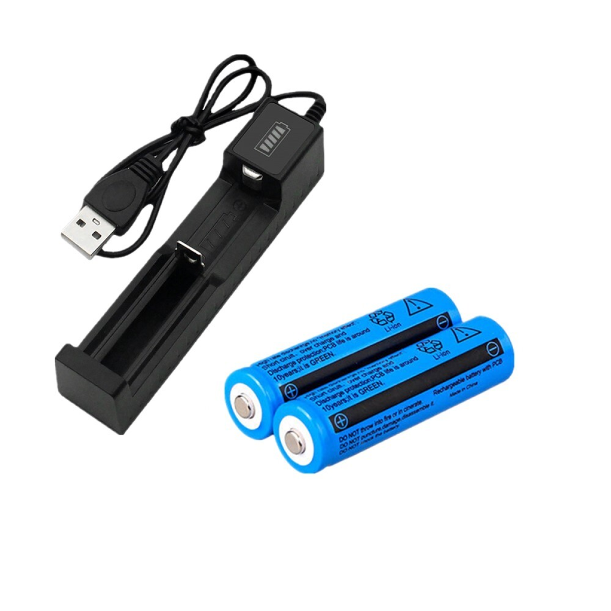 2pcs 3000mAh 18650 Rechargeable Batteries+1x USB Battery Charger Set For Fashlight headlamp