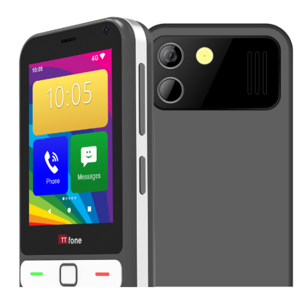 TTfone TT280  Simple 4G Dual SIM Bar Phone with Android, 2.8" Touchscreen, Keypad, 2MP Camera, USB-C - Easy to Use Unlocked Mobile (with Dock Charger and EE Sim card)