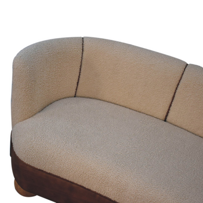 Artisan Furniture Solid Wood Boucle Cream Buffalo Small Sofa