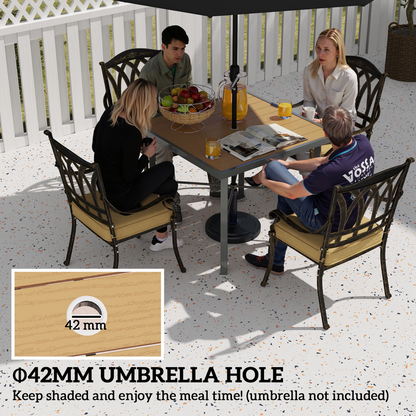 Outsunny 90cm Square Outdoor Patio Garden Dining Table with Umbrella Hole