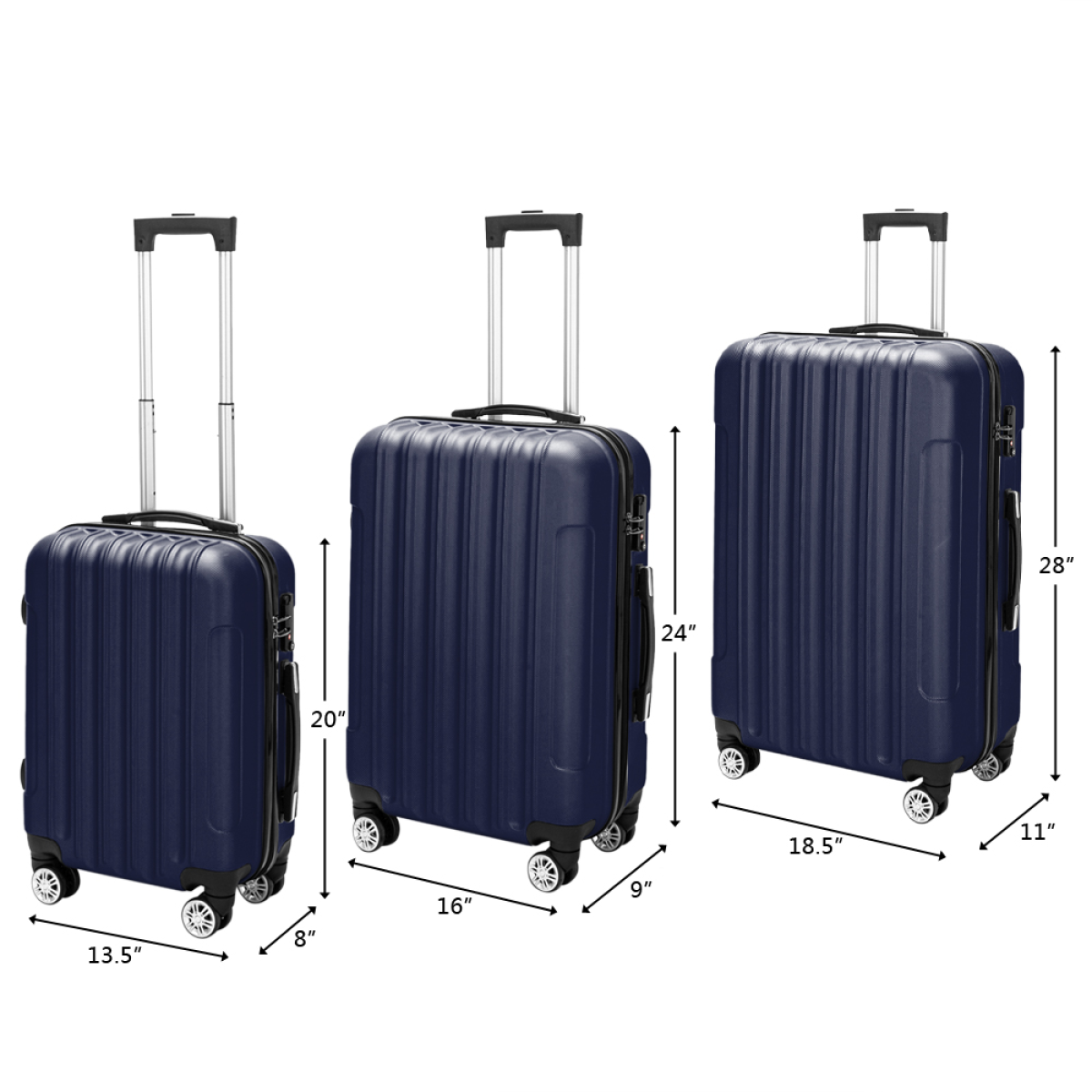 3 Pcs Suitcase Lightweight ABS Carry-on Hand Luggage 4 Spinner Wheels Trolley Case