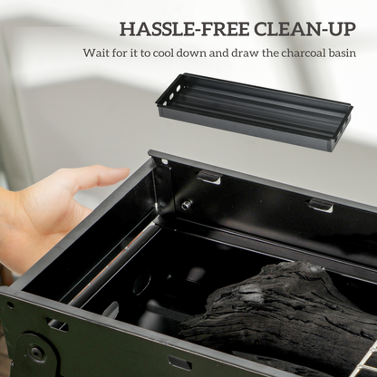 Outsunny Portable Charcoal Grill with Pull-Out Charcoal Basin