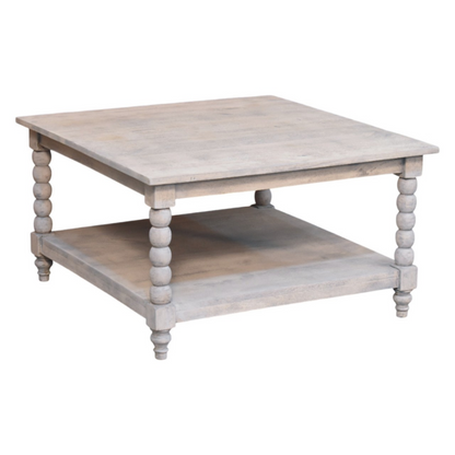 Artisan Furniture Solid Wood Barclay Acid Wash Coffee Table, 1 Shelf, Beige
