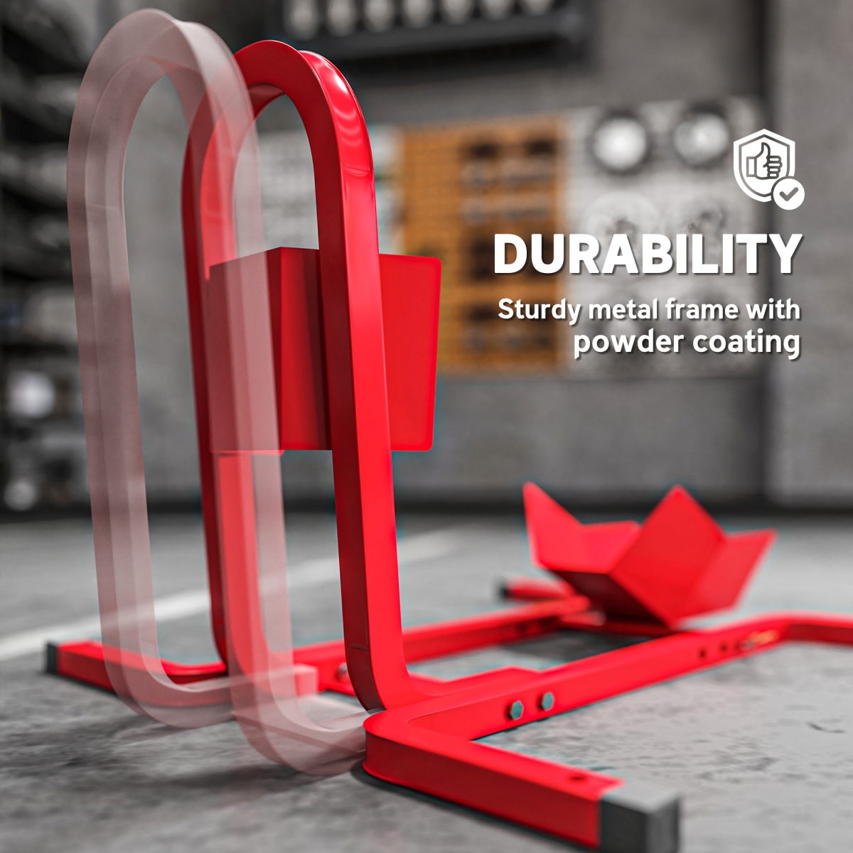 HOMCOM Adjustable Motorcycle Wheel Chock Motorbike Holder with Metal Frame