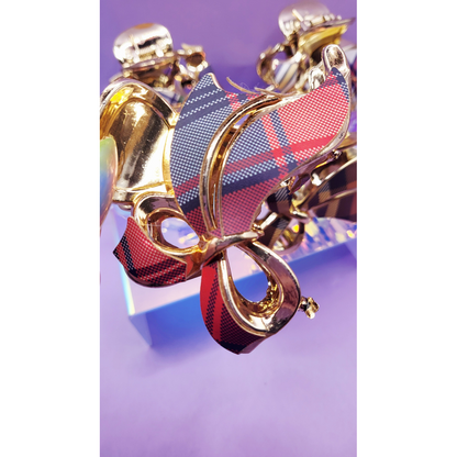Tartan Bow Hair Clamps Pack of 12