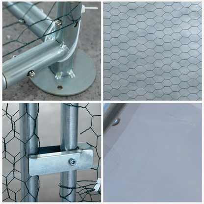 10 x 10 ft Large Metal Chicken Coop, Walk-in Poultry Cage Chicken Hen Run House with Waterproof Cover, Rabbits Cats Dogs Farm Pen for Outdoor Backyard Farm Garden