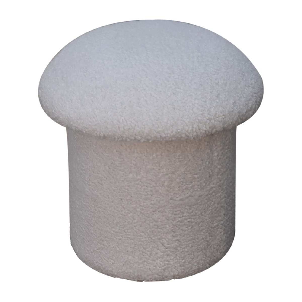 Artisan Furniture Solid Mango Wood White Boucle Mushroom Footstool