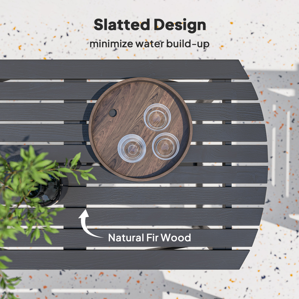 Outsunny 5PC Patio Dining Set Wooden Table and Chairs w/ Umbrella Hole Grey