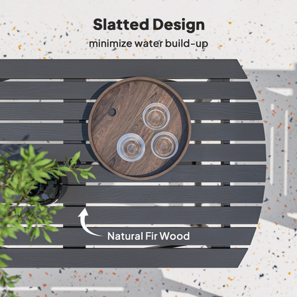 Outsunny 5PC Patio Dining Set Wooden Table and Chairs w/ Umbrella Hole Grey