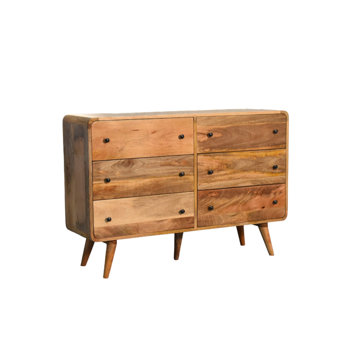 Artisan Furniture Solid Mango Wood Large Curved Oak-ish Chest