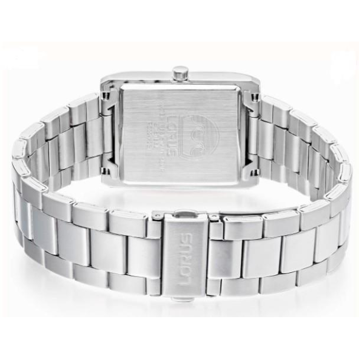 Lorus Mens Basic Fashion Rectangular Date Blue Dial Silver Stainless Steel Bracelet Watch RH935RX9