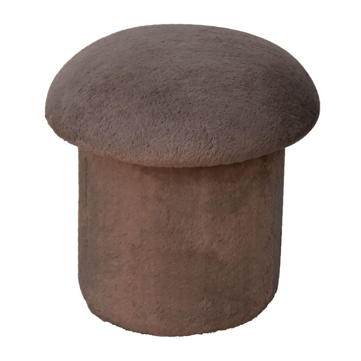 Artisan Furniture Solid Mango Wood Mocha Faux Fur Mushroom Footstool