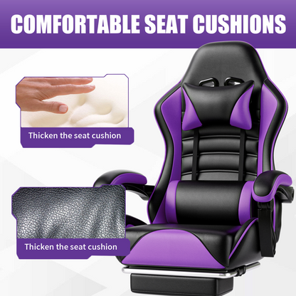 Video Game Chair for Adults, Computer Chair Gaming Chairs for Kids, Adjustable Lumbar Pillow Headrest Office Desk Chair Gamer Chair with Footrest