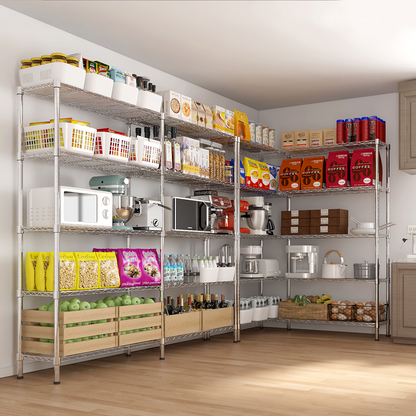 5-layer double row, freely adjustable layer spacing, with adjustable feet, display stand, iron, 177*40*180cm, chrome-plated