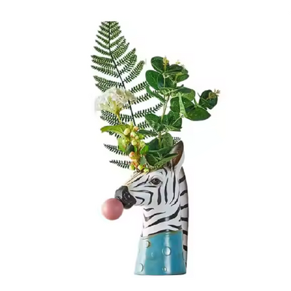 Resin Bubble zebra Vase Animal Head Shape Planters Flower Pots Custom for Livingroom Decorative