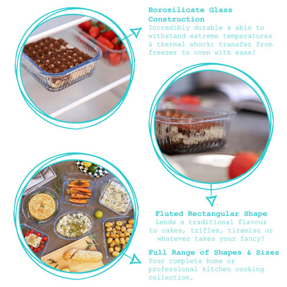 Optical Rectangular Glass Cake Dish - 22cm x 16.5cm