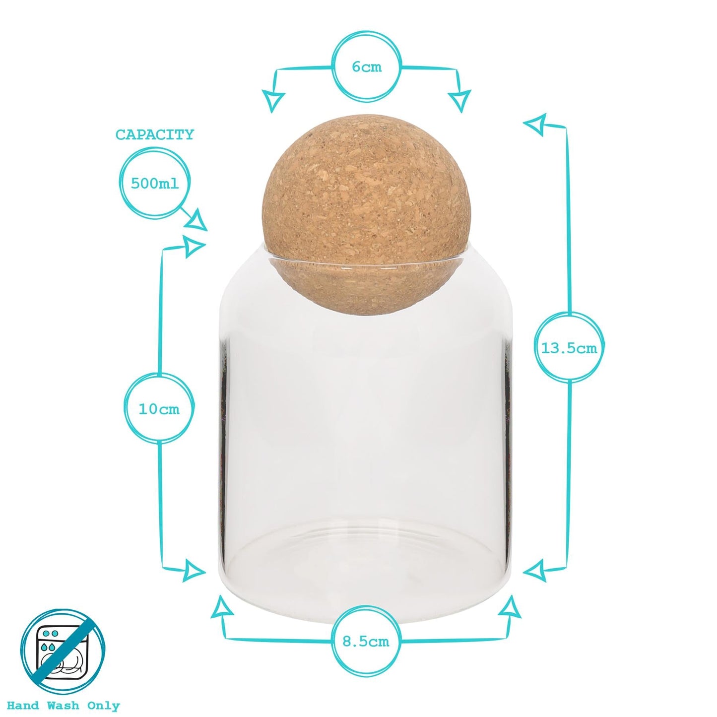 Cork Ball Glass Tea Coffee Sugar Jars Set