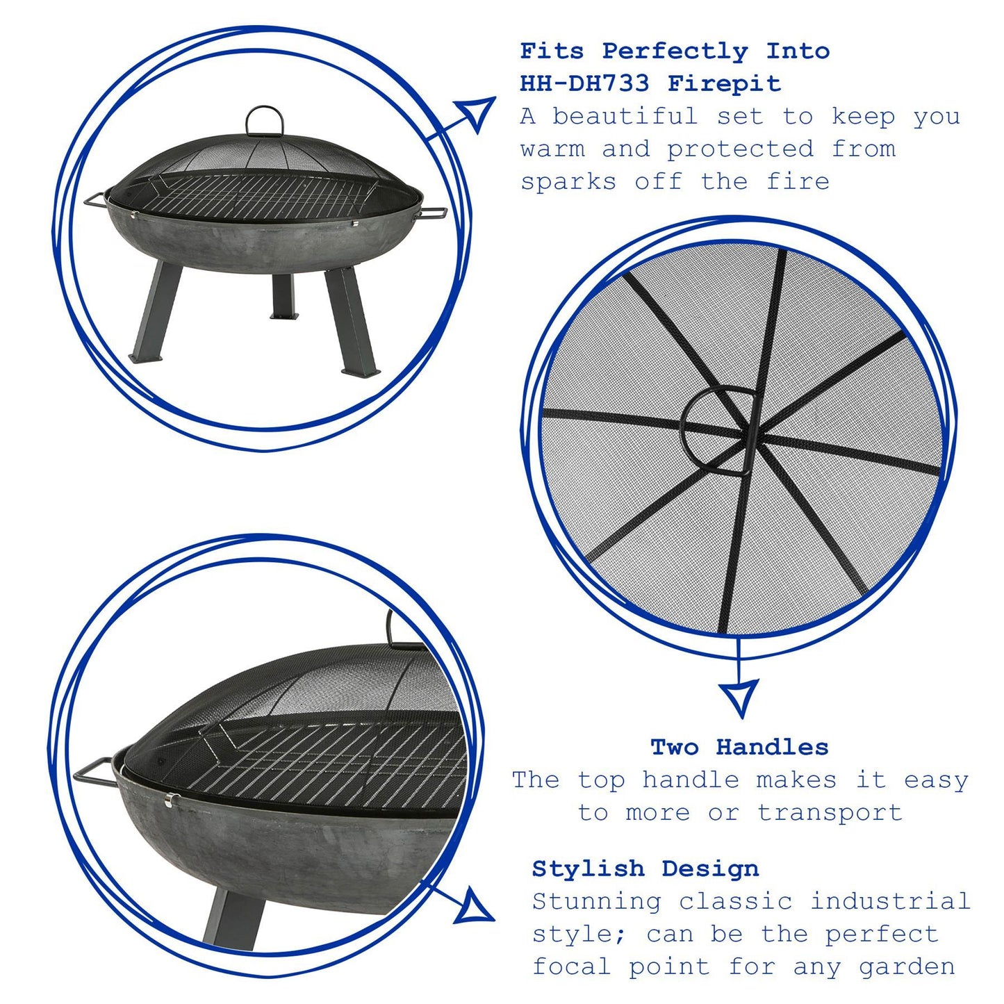 72.5cm Round Fire Pit Dome