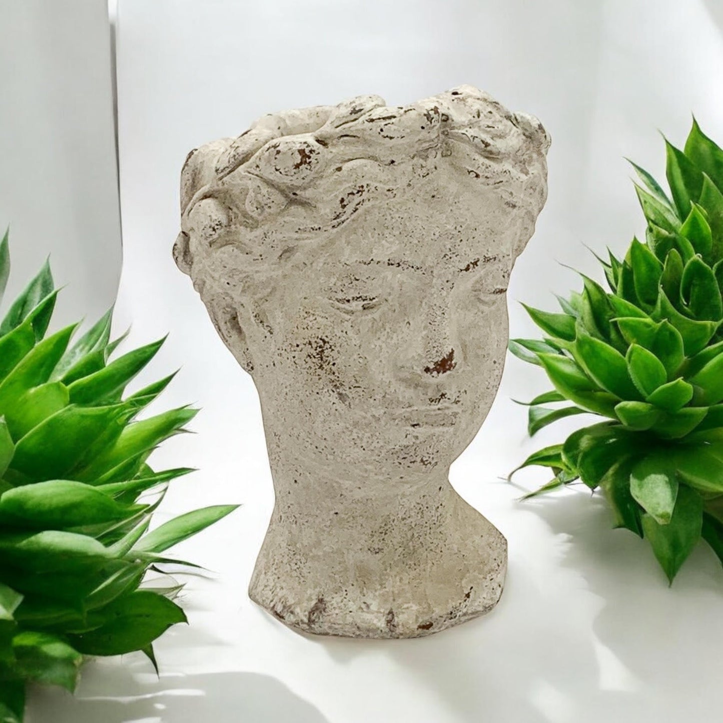 35CM CREAM CEMENT BUST POT