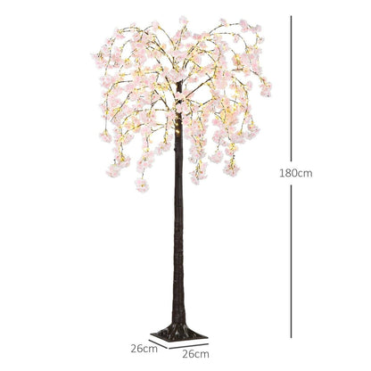 6ft Blossom Tree Christmas Tree Artificial - Pink with LED Lights Warm White 10 Tips