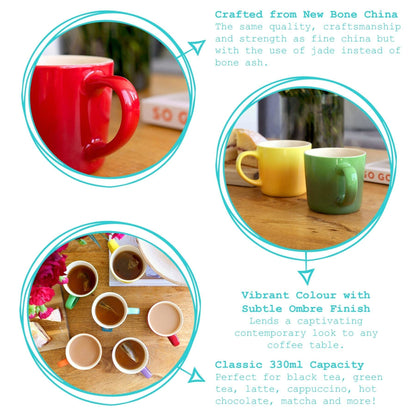 330ml Red New Bone China Ombre Mug
