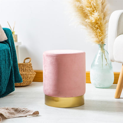Round Velvet Footstool