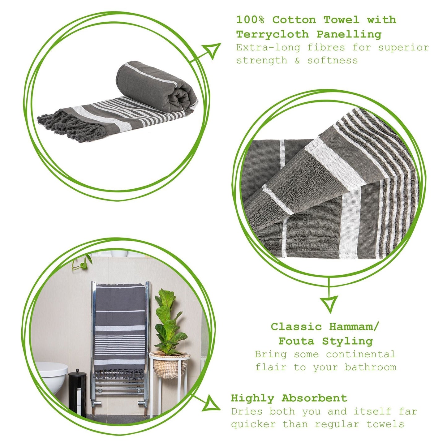 160cm x 90cm Deluxe Turkish Cotton Bath Towel