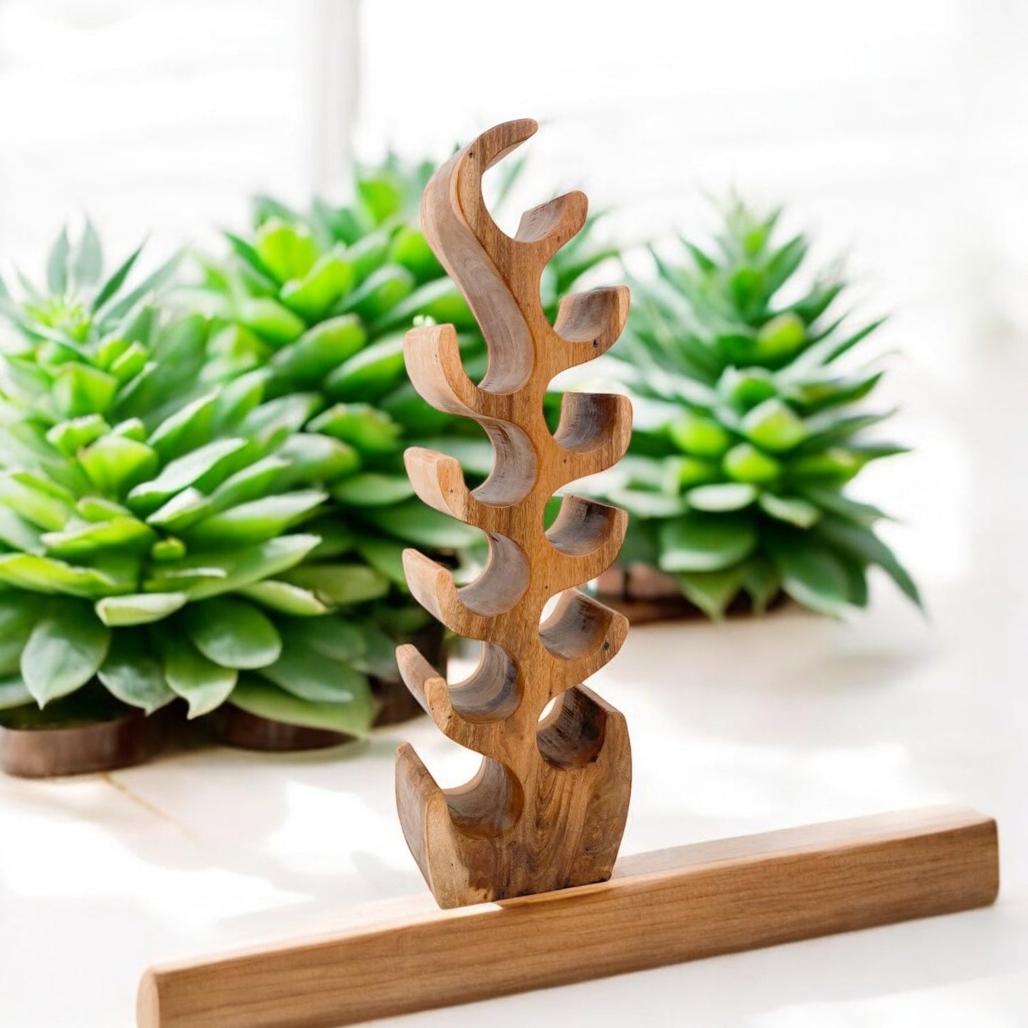 11 BOTTLE HAND CARVED WINE RACK