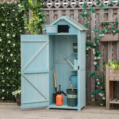 Rustica 179cm Single Door Apex Garden Store Fir Wood Blue by Steadfast