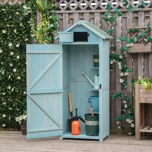 Rustica 179cm Single Door Apex Garden Store Fir Wood Blue by Steadfast