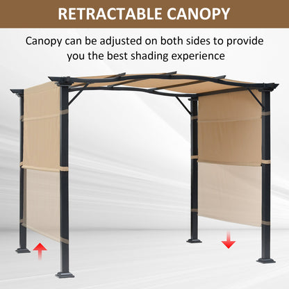 Outdoor Retractable Pergola Garden Gazebo with Two Adjustable Side Canopy Overhead Sun Shade Backyard Canopy Cover