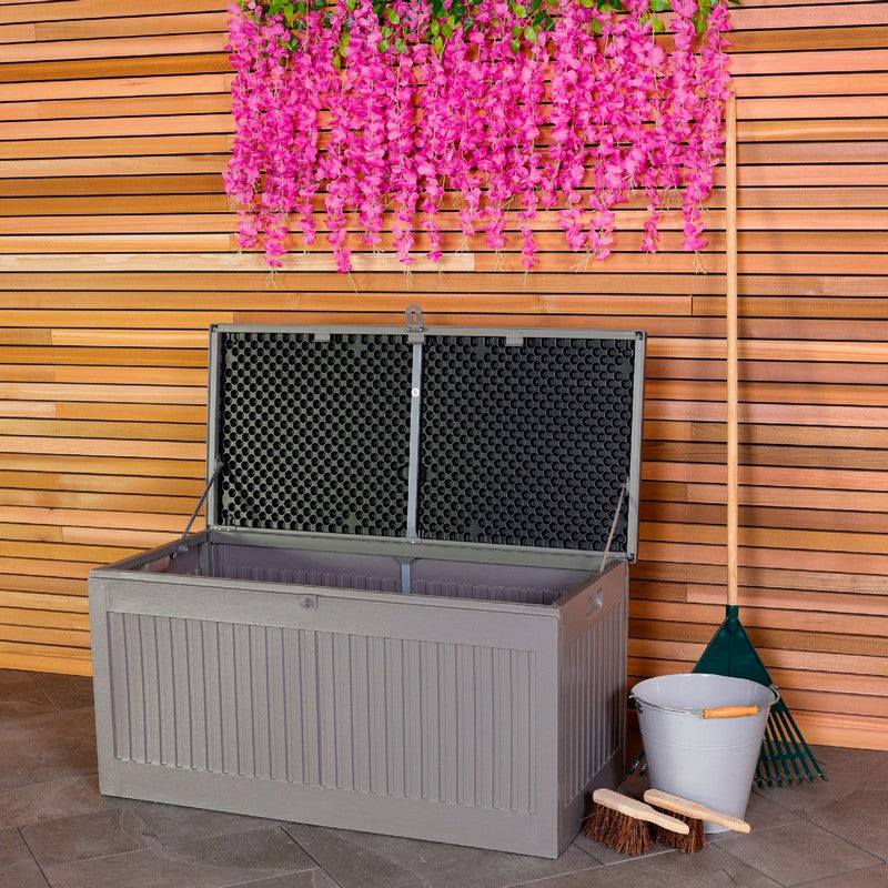 Plastic Outdoor Storage Box 190 Litres Extra Large - Grey & Black Essentials by Wensum