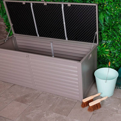 Plastic Outdoor Storage Box 390 Litres Extra Large - Grey & Black Essentials by Wensum