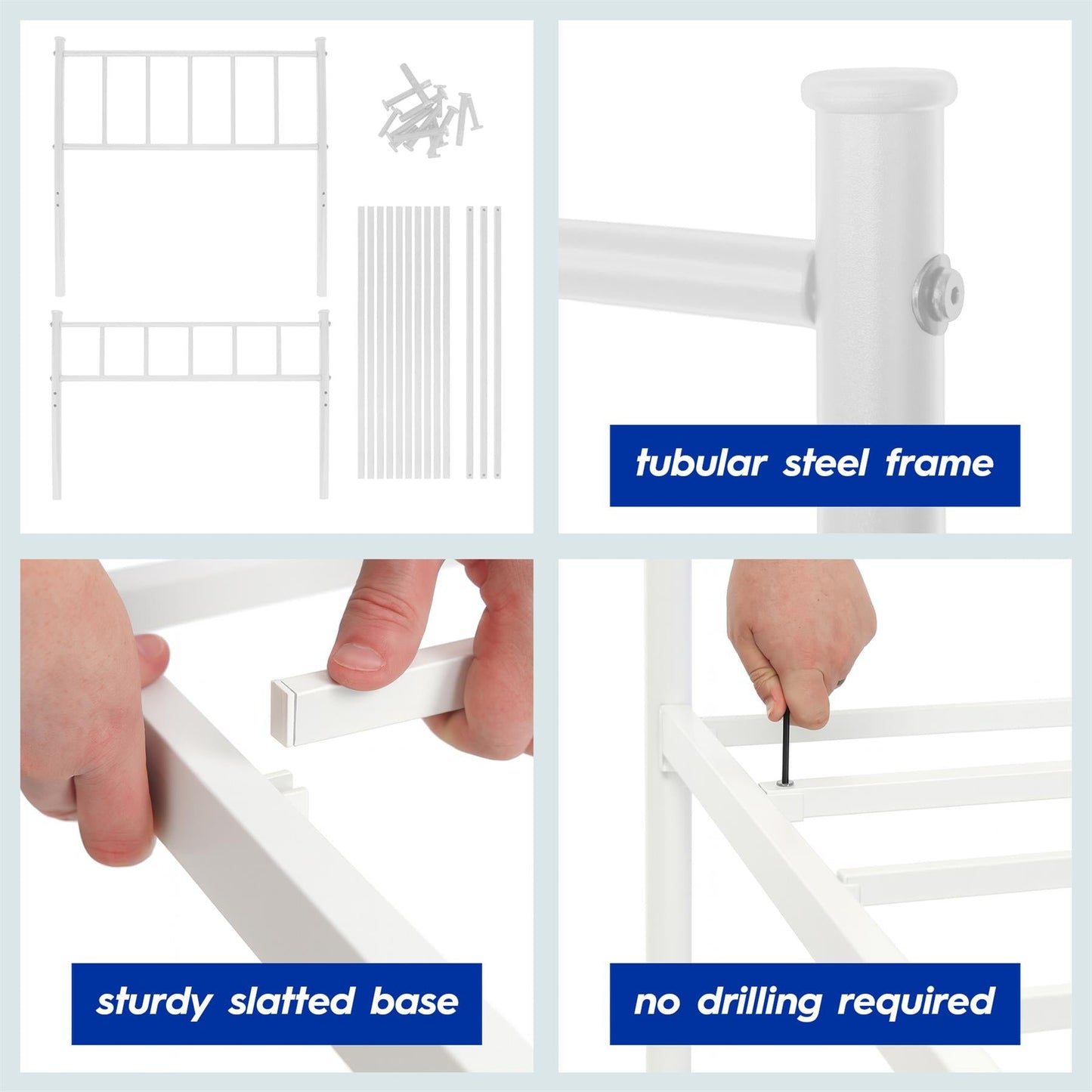 3ft Single Metal Bed Frame - White