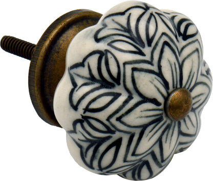 Vintage Floral Ceramic Cabinet Knob