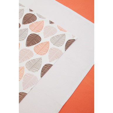 Set Of Three Orange Leaf Tea Towels