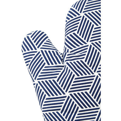 Modern Retro White Blue Single Oven Glove