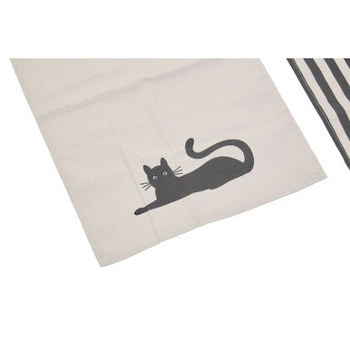 Set Of Three Black Cat Tea Towels