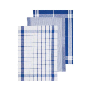 Doro Set Of Three Blue And White Tea Towels